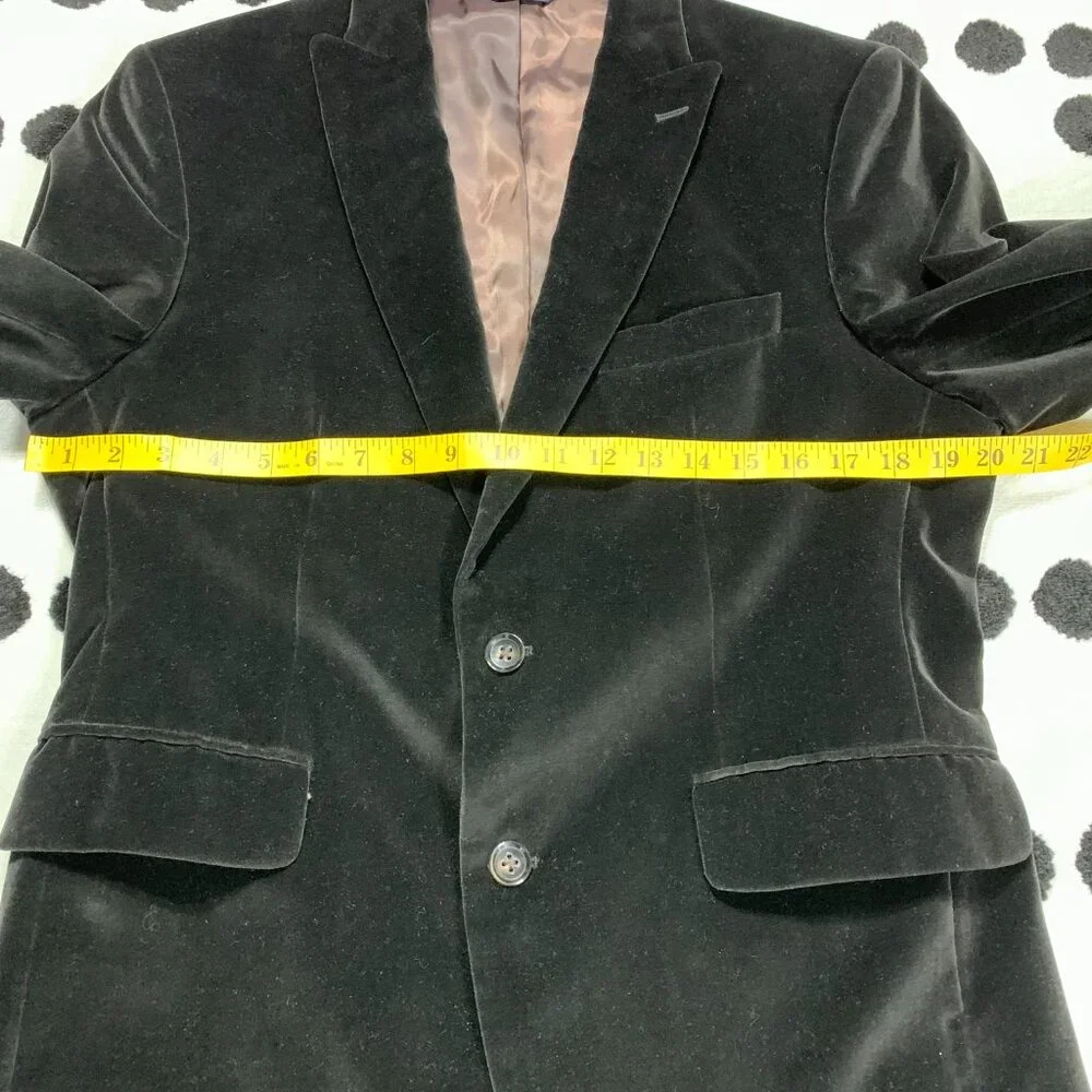 Banana Republic Velvet Blazer Sport Coat Mens 40S Black Tailored Fit Two Button - Picture 14 of 16